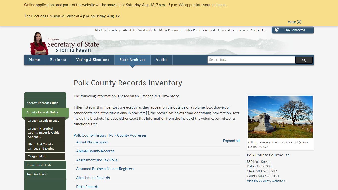 State of Oregon: County Records Guide - Polk County ...